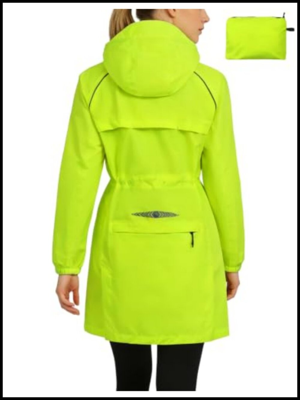 Packable Waterproof Long Cycling Rain Jacket Zip Mesh Back UPF 50+ Fitted